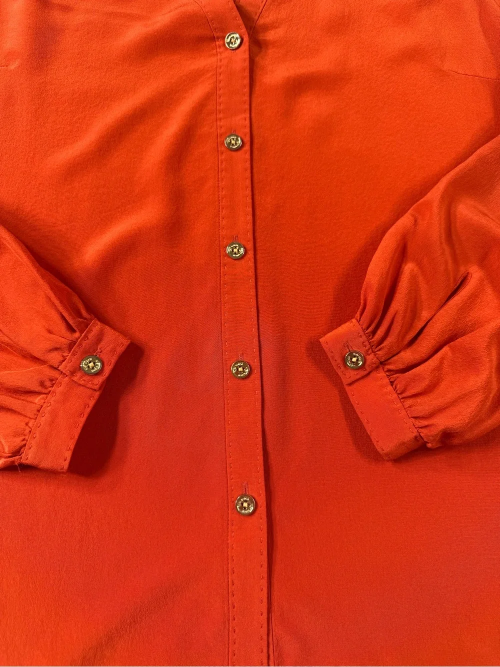 Tory Burch 100% Silk Orange Blouse -Size 4